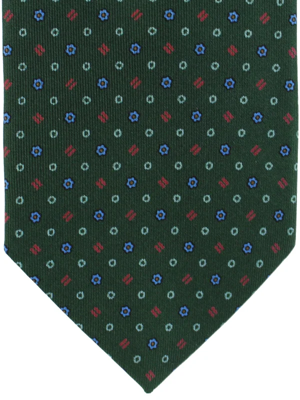 Men's formal tie for dinner events-E. Marinella Tie Dark Green Geometric SALE