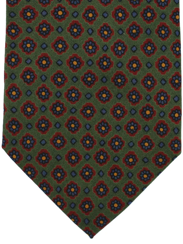 Men's tie with polka dots-E. Marinella Tie Green Mini Flowers