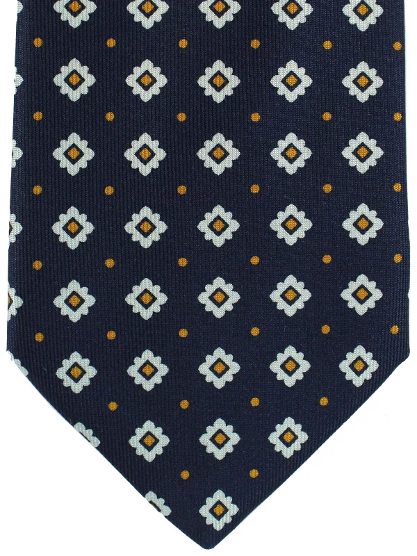 Men's tie with abstract pattern-E. Marinella Tie Navy Geometric