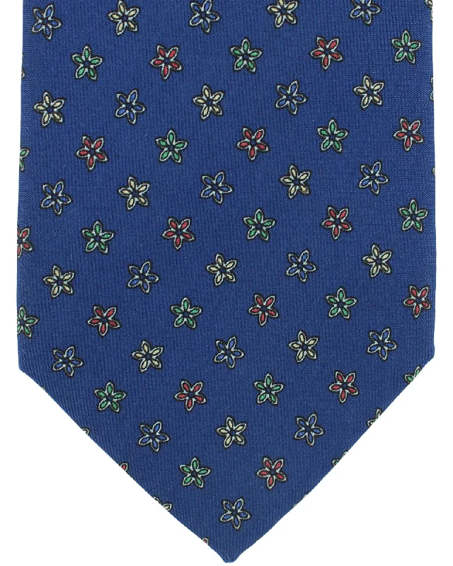 Stylish men's tie-E. Marinella Tie Navy Mini Floral Design