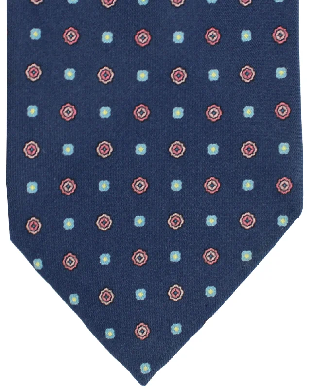 Men's tie for Christmas-E. Marinella Tie Navy Pink Geometric Design