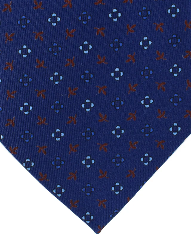 Men's tie for evening events-E. Marinella Tie Royal Blue Geometric Design - Wide Necktie