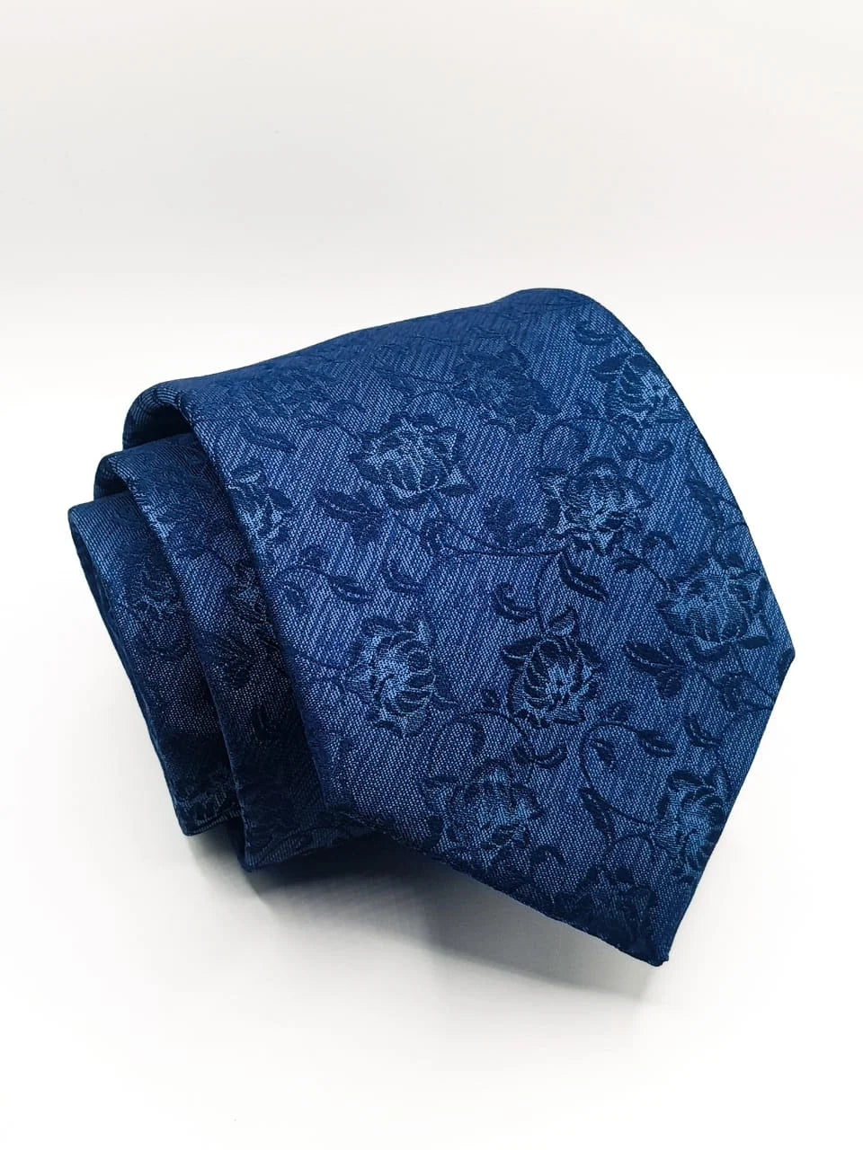 Formal silk tie for men-Elegant Blue Blossom Tie With Pocket Square