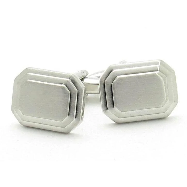 Affordable silk necktie for business wear-Engravable Tiered Cufflinks