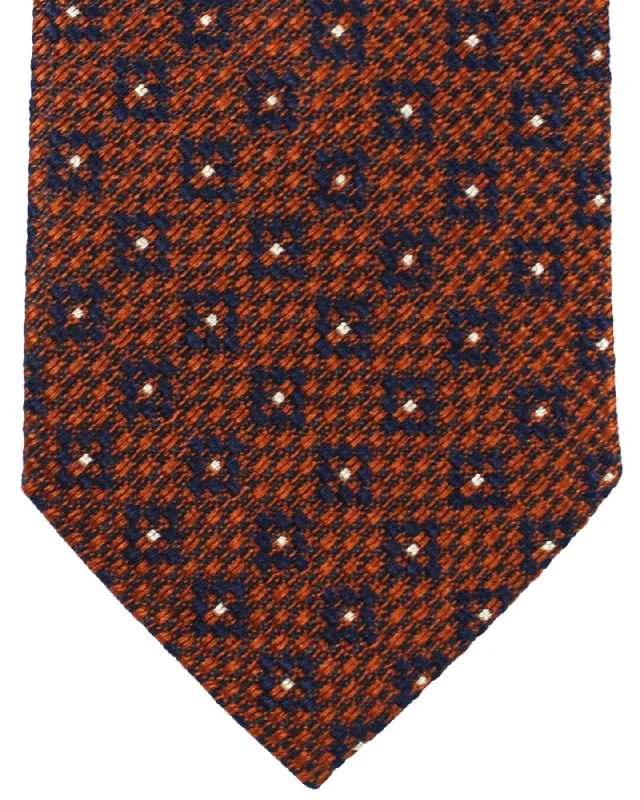 Men's tie for office interviews-Ermenegildo Zegna Tie Brown Navy Geometric Narrow Cut SALE