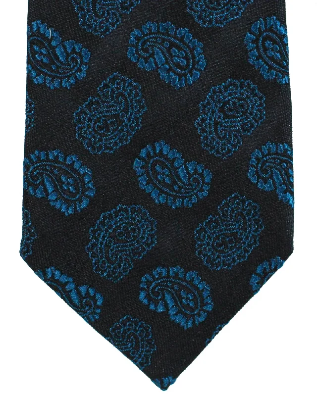 Trendy men's tie for evening wear-Ermenegildo Zegna Silk Tie Couture XXX Dark Blue Paisley