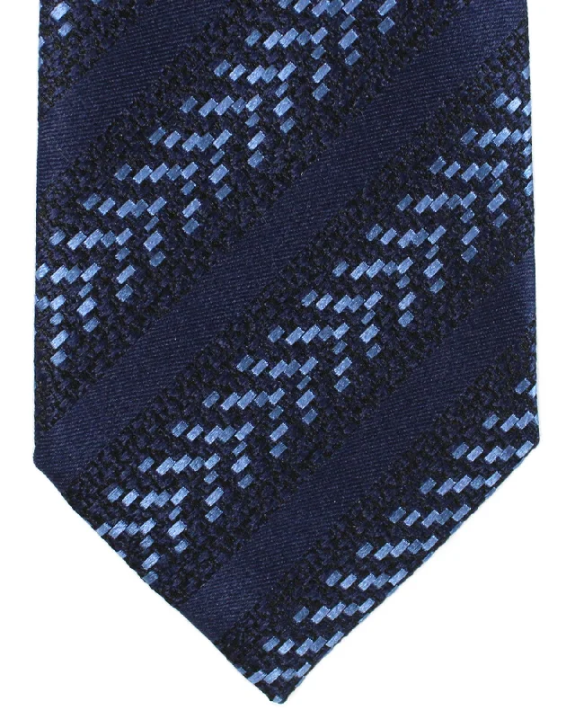 Men's tie for a graduation-Ermenegildo Zegna Tie Dark Blue Stripes Narrow Cut SALE