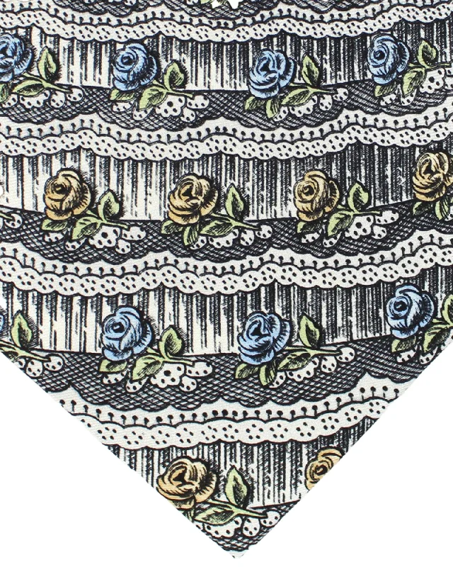 Men's reversible tie-Fornasetti Silk Tie Navy Tanti Auguri Design - Wide Necktie