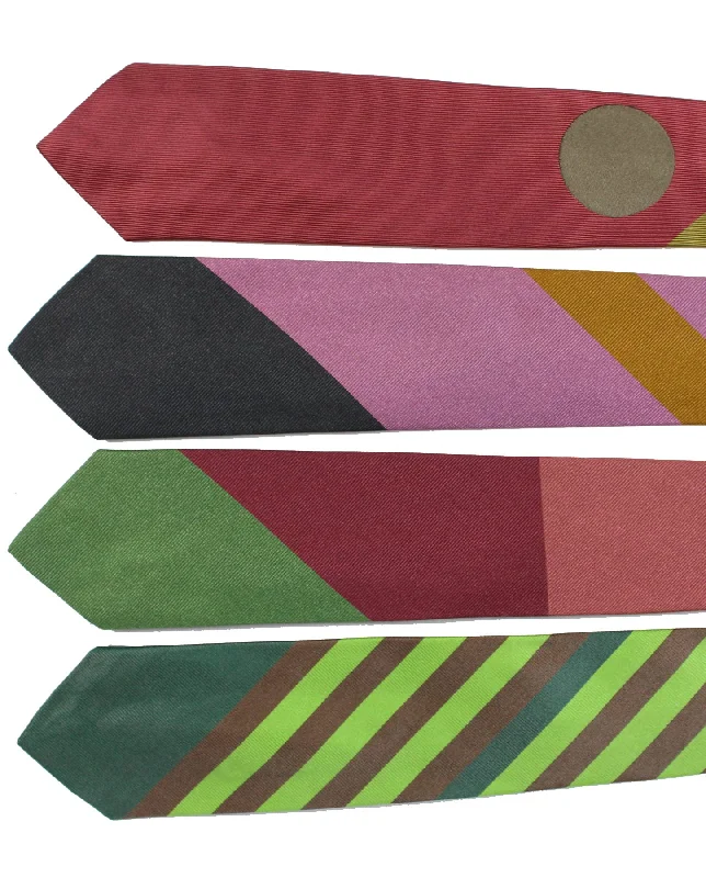 Men's tie for business-Gene Meyer Ties Colorful Set Of 4 Neckties - Hand Made In Italy SALE