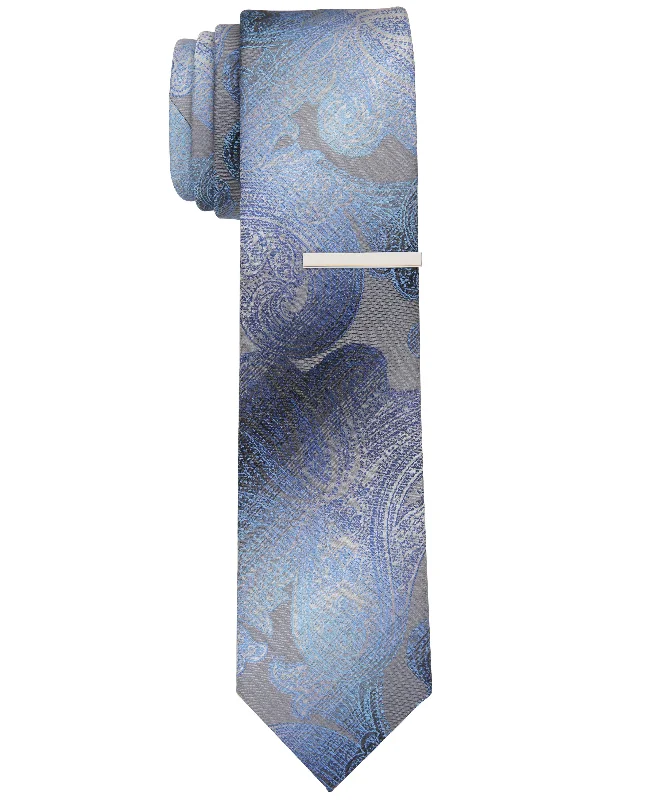 Affordable silk necktie for men-Gilbert Paisley Slim Tie