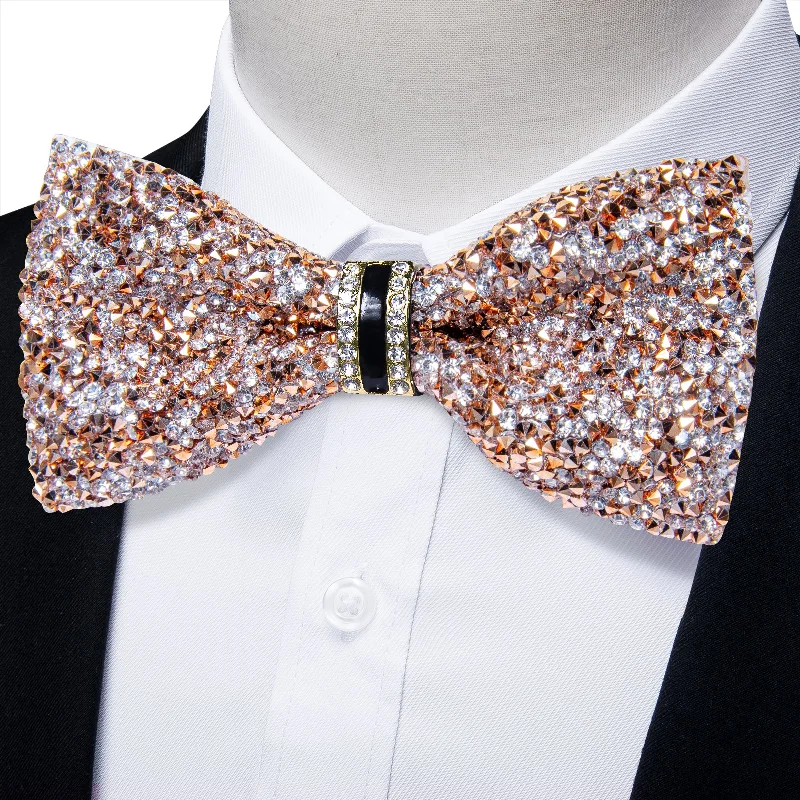 Eco-friendly men's tie-Gorgeous Plastic Golden Diamond Men's Pre-Bowtie