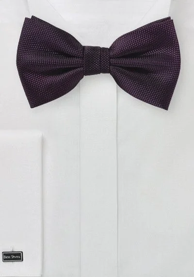 Men's tie with a modern design-Grape Purple Herringbone Bowtie