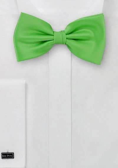 Custom men's necktie-Grass Green Solid Bowtie