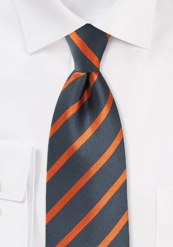 Affordable men's tie with patterns-Gray and Orange Repp&Regimental Striped Bowtie