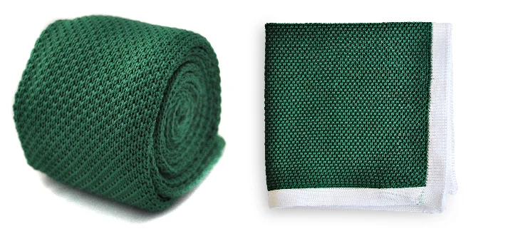 Affordable men's tie with patterns-Green Knitted Tie with Matching Pocket Square