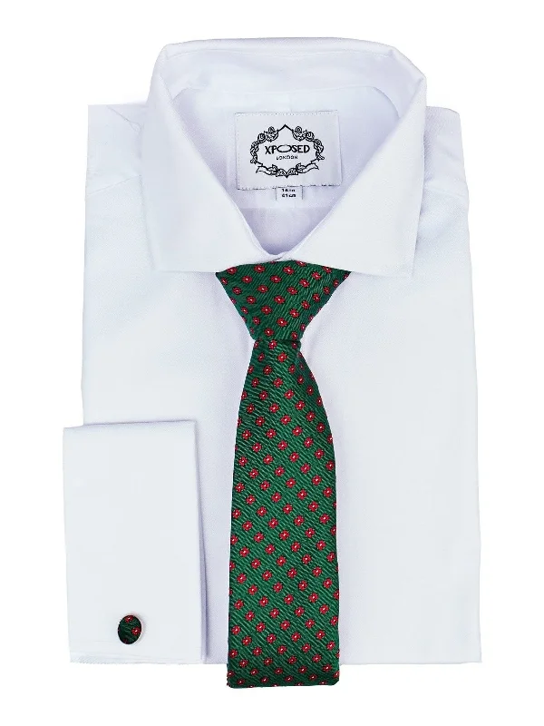 Affordable men's tie with patterns-GREEN MINI FLORAL NECK TIE SET