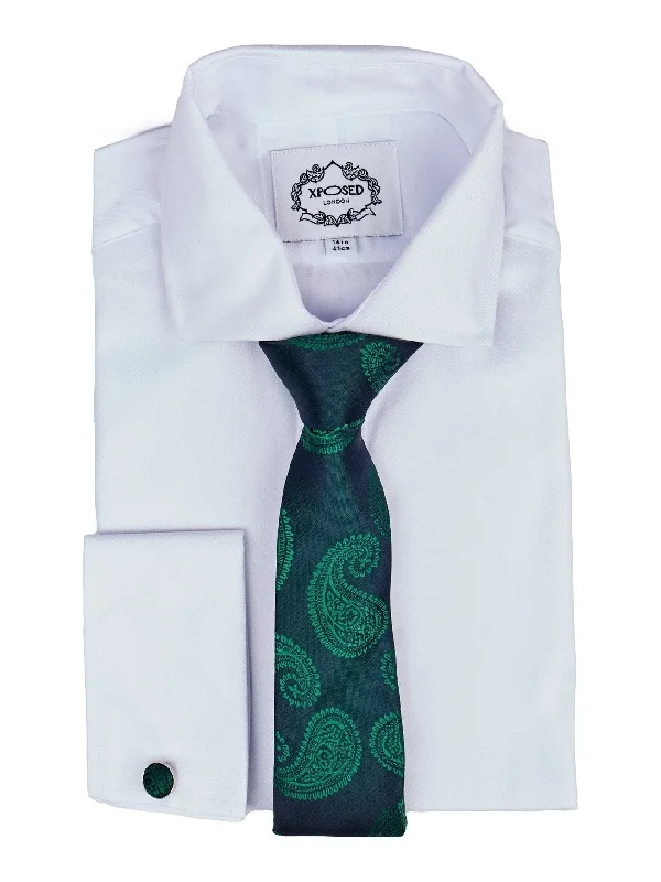 Men's tie with retro design-GREEN PAISLEY PRINT NECKTIE SET