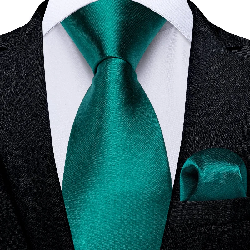 Men's tie for Thanksgiving-Green Solid Men's Tie Handkerchief Set