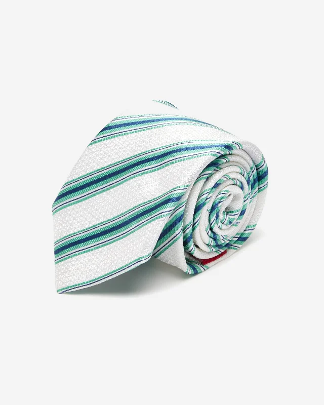 Men's formal tie for night events-Green Stripe Silk Tie