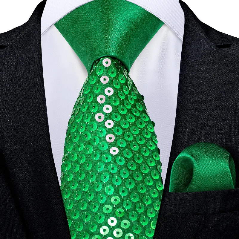 Casual office men's tie-Green Unisex Sparkling Sequin Tie Men's Women's Stage Show Sequin Tie