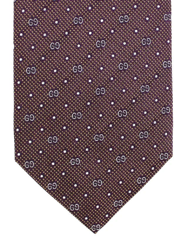 Men's tie for casual wear-Gucci Silk Tie Maroon Silver GG Martin Design