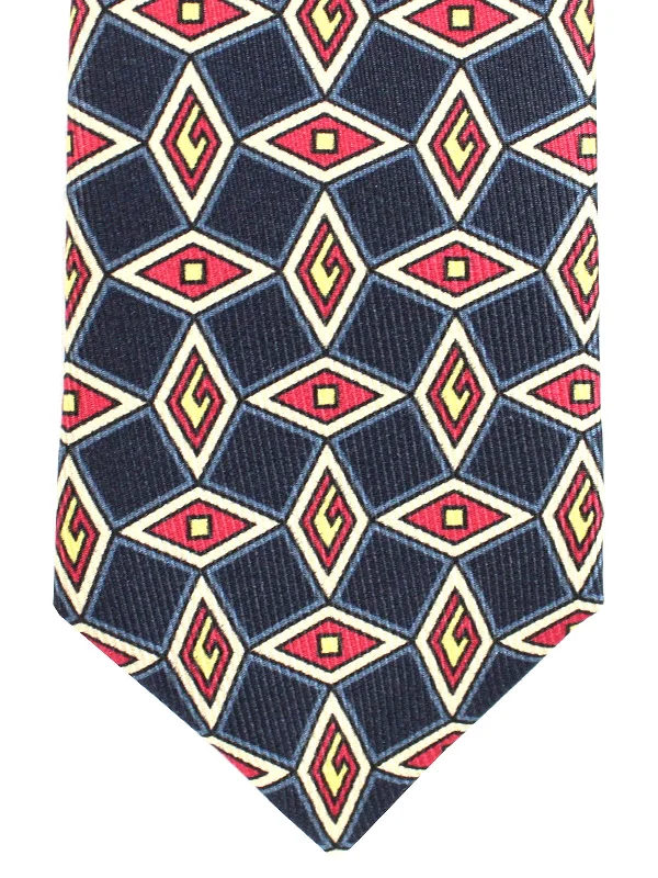 Men's tie with a touch of gold-Gucci Silk Tie Navy Maroon Geometric Design - Narrow Necktie SALE