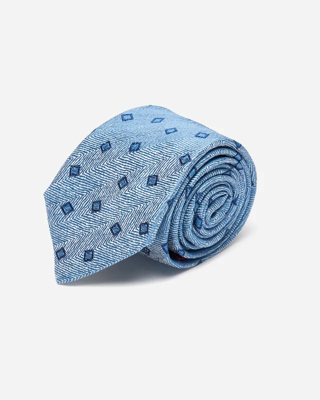 Men's tie for elegant occasions-Herringbone with Square Silk Tie