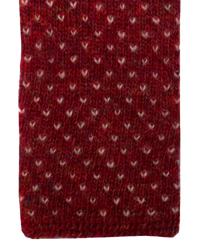 Men's tie for formal attire-Isaia Wool Square End Tie Burgundy Birdseye Design SALE