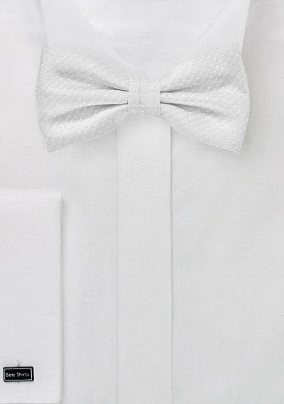 Men's necktie for upscale dining-Ivory Pin Dot Bowtie