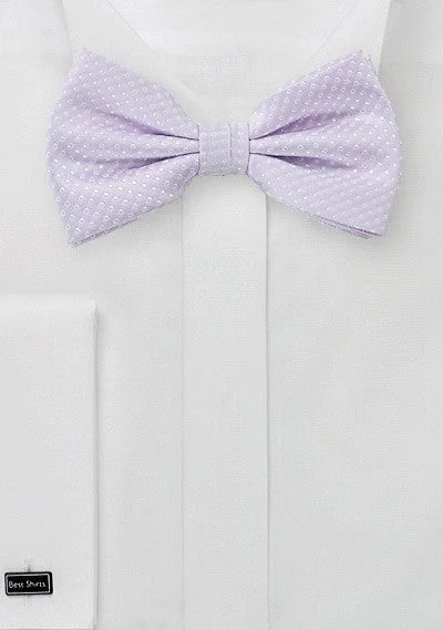 Men's modern necktie for business-Lavender Pin Dot Bowtie