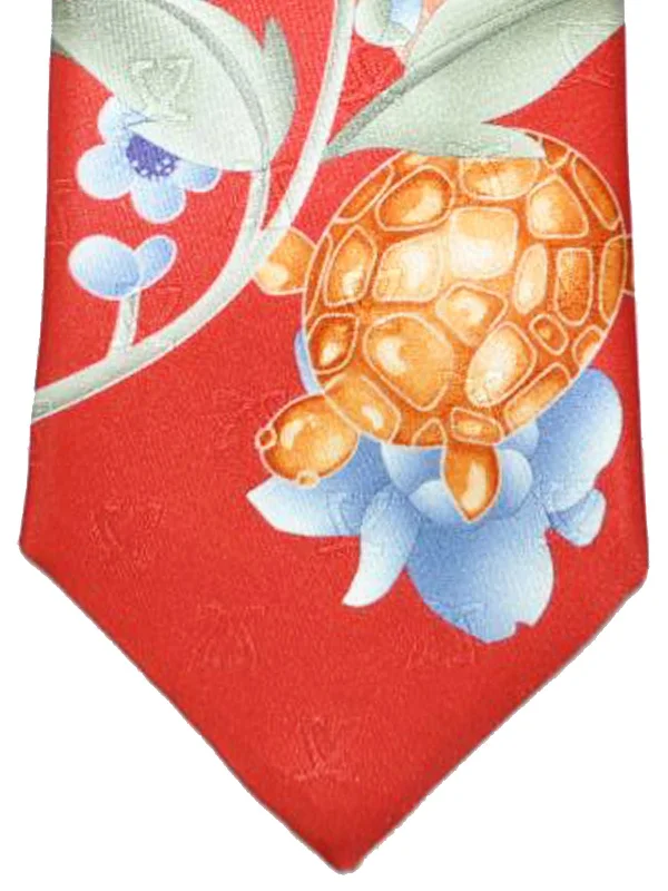 Men's tie for high-end occasions-Leonard Paris Tie Red Turtle & Floral SALE