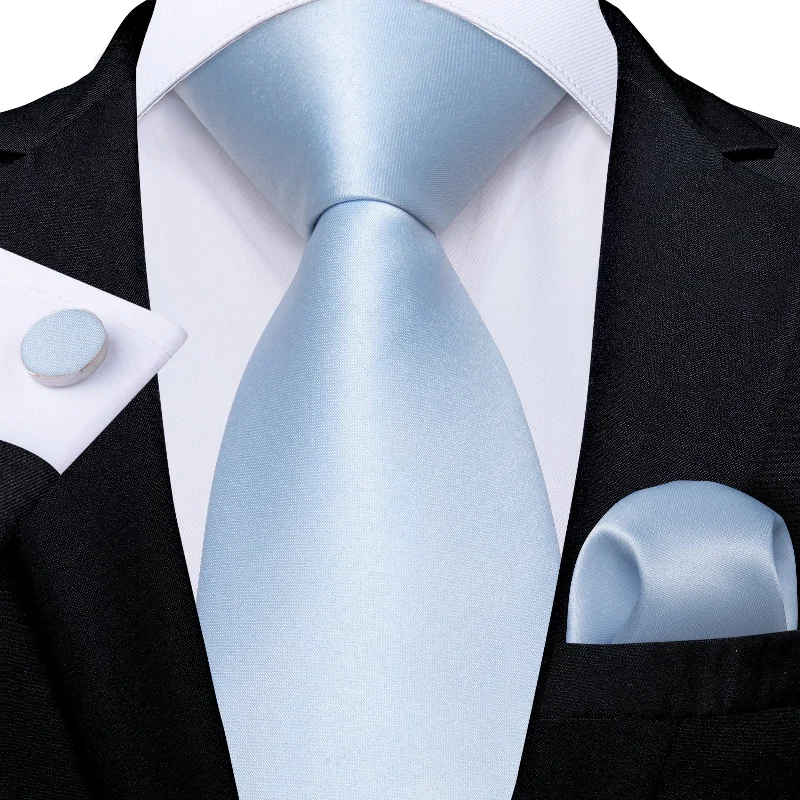 Customizable men's silk tie-Light Blue Solid Color Tie