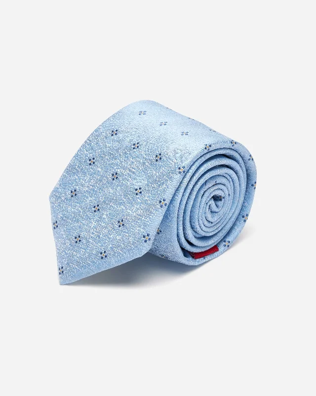 Elegant men's tie with solid color-Light Blue with Blue Geometric Silk Tie