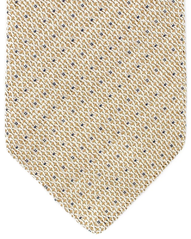 Men's tie with abstract pattern-Luigi Borrelli Sevenfold Tie ROYAL COLLECTION Beige Gray Design SALE