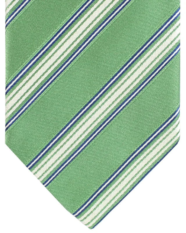 Professional men's silk tie-Luigi Borrelli Silk Tie Mint Green Stripes