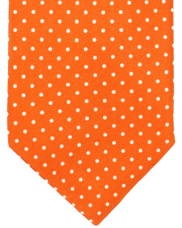 High-quality silk necktie for men-Luigi Borrelli Silk Tie Orange Micro Dots