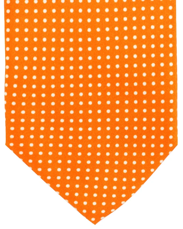 Best men's tie for formal events-Luigi Borrelli Silk Tie Orange Mini Dots