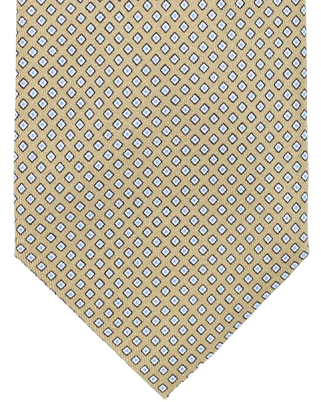 Men's bold striped tie-Luigi Borrelli Silk Tie Taupe Geometric