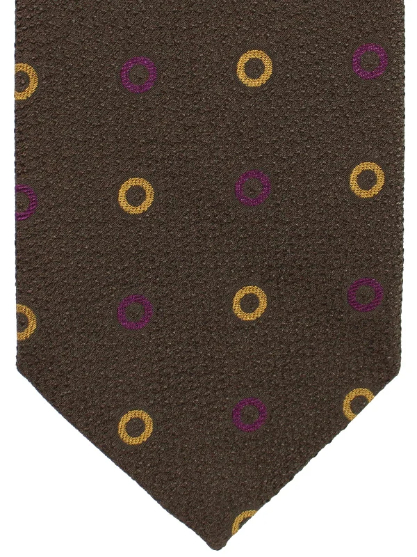 Men's tie for special occasions-Luigi Borrelli Tie Brown Circles - Sartorial Neckwear SALE