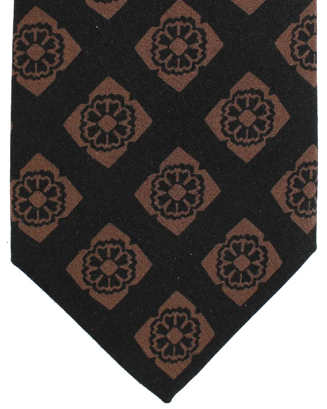 Modern men's tie with light patterns-Luigi Borrelli Tie Brown Medallions