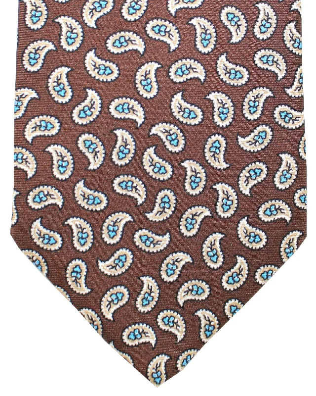 Luxury men's tie for wedding-Luigi Borrelli Tie Brown Paisley SALE