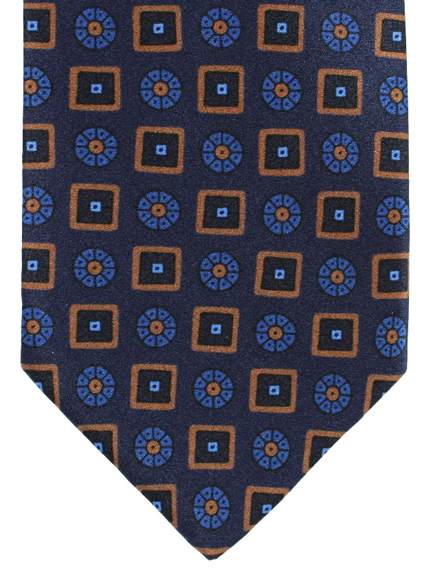 Men's tie with a modern design-Luigi Borrelli Tie Dark Blue Brown Geometric