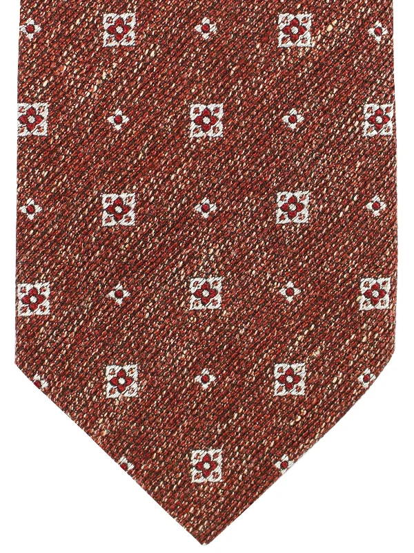 Popular men's tie designs-Luigi Borrelli Tie Maroon Silver Geometric - Wool Silk Linen