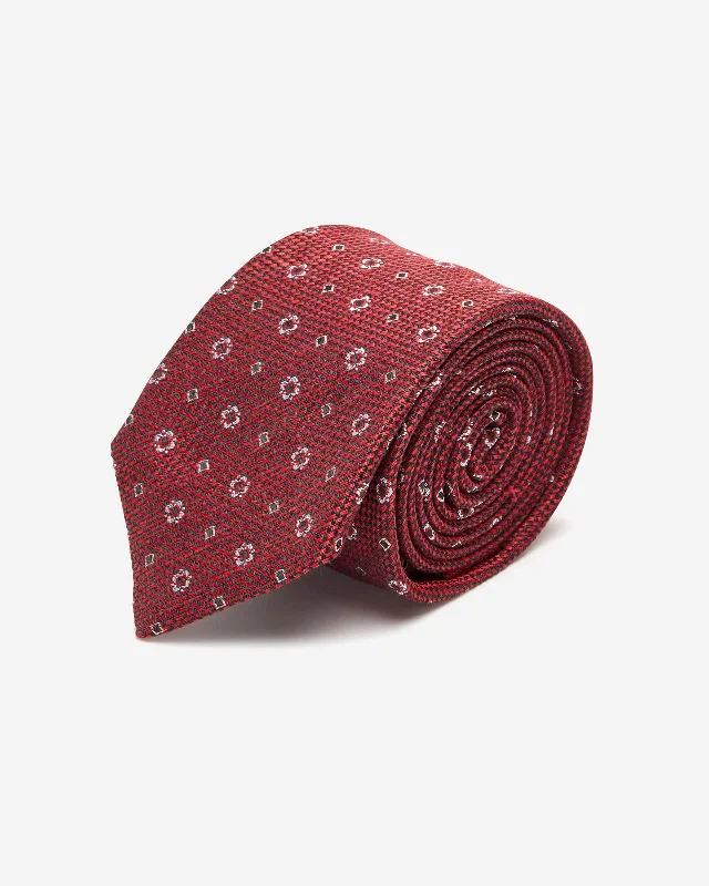 Men's tie for fancy dinners-Maroon Motif Silk Tie