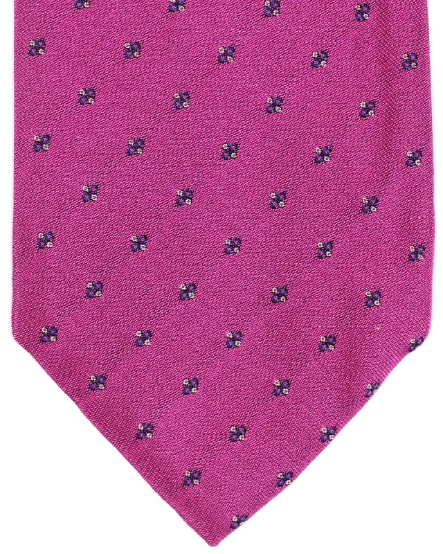 Men's tie with a modern design-Massimo Valeri 11 Fold Tie Cranberry Pink Geometric - Elevenfold Necktie