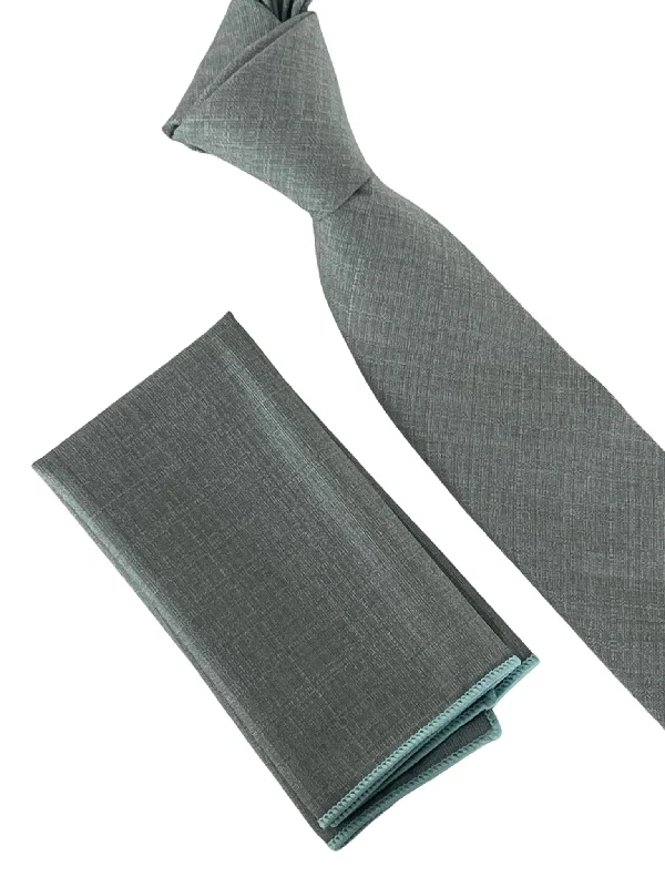 Men's tie for winter wedding-Matching plain sage mint olive green bamboo tie and pocket square set