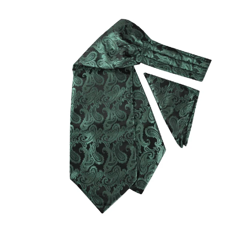 Men's tie for wedding parties-Men’s Microfiber Paisley Ascot & Pocket Square