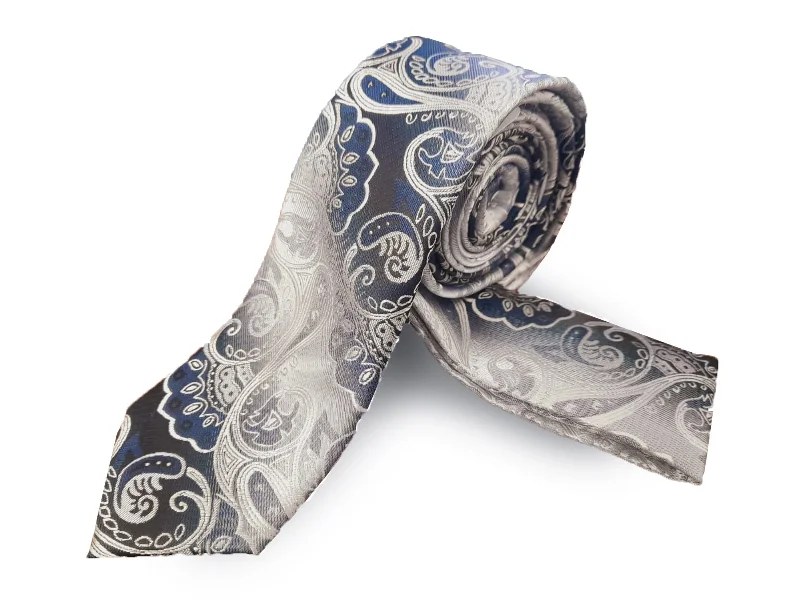 Navy/Silver Paisley