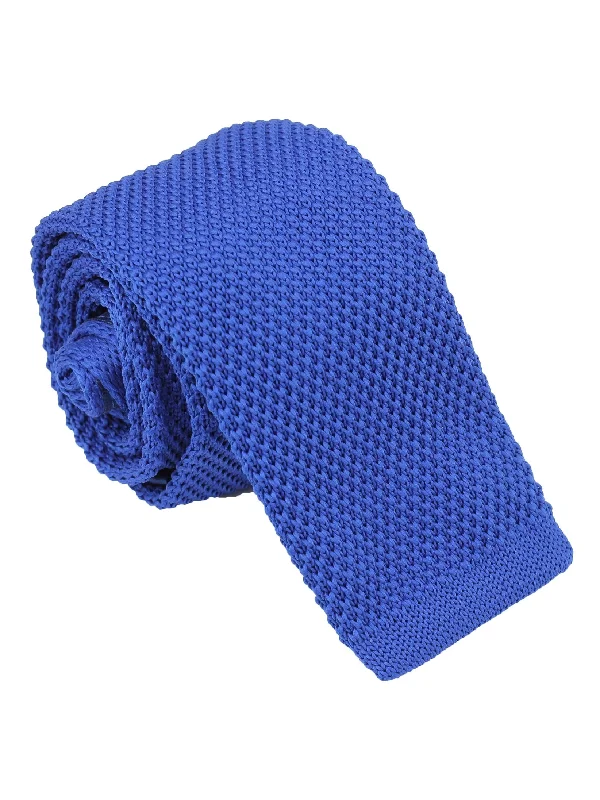 Men's tie for everyday office wear-PLAIN BLUE KNITTED TIE