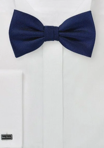 Elegant men's tie with solid color-Menswear Navy MicroTexture Bowtie